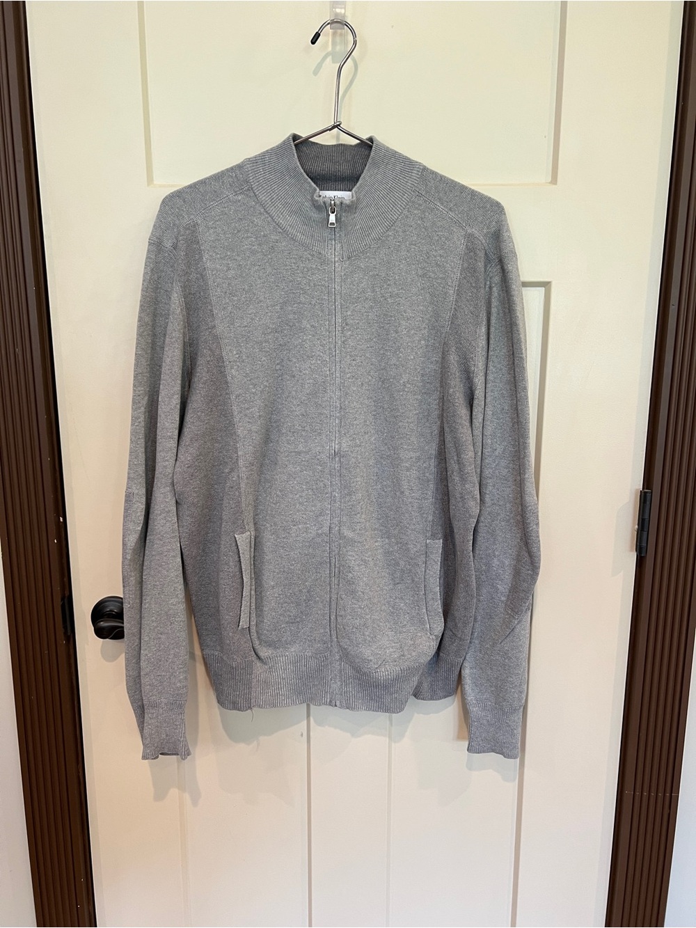 Calvin Klein Men's Full-Zip Sweater Jacket in Light Gray